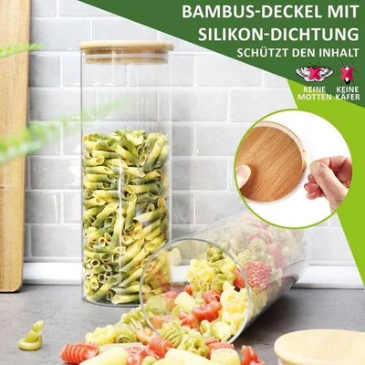 Immagine prodotto di Contenitore ermetico da 1800 ml in vetro borosilicato con coperchio in bambù