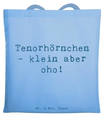 Produktbild von Mr. & Mrs. Panda Tote Bag Spruch Tenorhörnchen Magie - Sky Blue - Geschenk, Musik, Shopping Tasche, Lernen, Jutebeutel, Musiker, campus, Tenorhorn, Brassband, Instrument