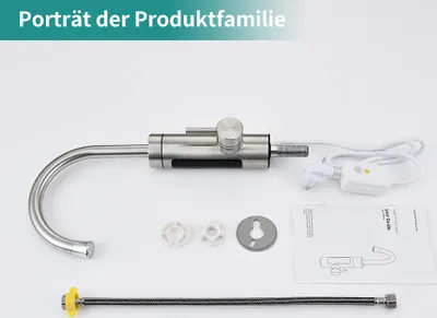 Obrázek produktu pro Elektronická kuchyňská baterie s vodním filtrem, 360° otočný kohout s průtokovým ohřívačem, vodovodní kohout s filtrem na pitnou vodu, LED