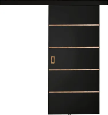 Produktbild von KIER FURNITURE Schiebetür Komplettset WERDI PLUS Sliding Door, Raumteiler Schiebetür Schwarz 106x205x1,6 cm