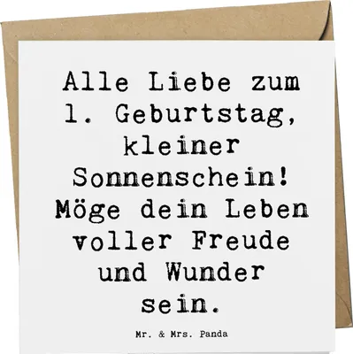 Produktbild von Mr. & Mrs. Panda doppelkarte Spruch 1. Geburtstag Sonnenschein - Weiß - Geschenk, anlasskarte, Alter, Familientag, Kleinkind, Glückwunschkarte, liebevolle Botschaft