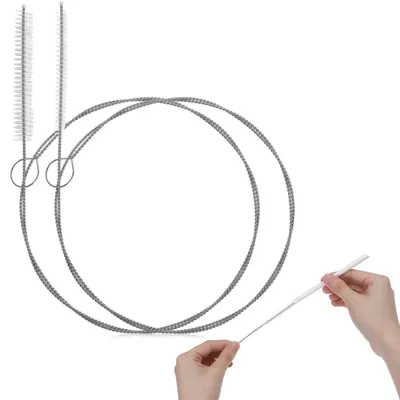 Immagine prodotto di Spazzola a tubo, 2 pezzi, 100 cm, acciaio inossidabile. Spazzola flessibile per la pulizia con testina da 0,6 cm e 1,2 cm