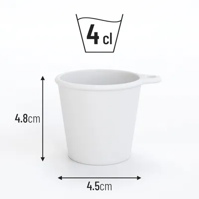 Produktbild von SoPro 6x Schnapsbecher Plastik 4 cl wiederverwendbar - Shotgläser 40 Milliliter weiß - Mehrweg Schnapsglas zum Umhängen