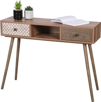 Immagine prodotto di Console ALTA coloris rovere chiaro con 2 cassetti – Design scandinavo e pratico vano portaoggetti