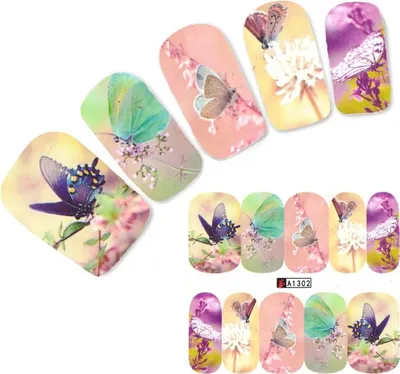 Produktbild von Tattoo Nail Blumen Schmetterling Aufkleber Nagel Sticker