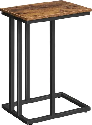 Image de HOOBRO Table d'appoint style industriel marron vintage noir