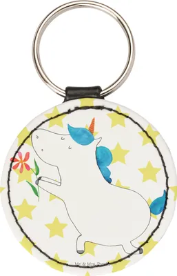 Produktbild von Mr. & Mrs. Panda Schlüsselanhänger Einhorn Blume - Weiß - Geschenk, Einhörner, anhänger schlüssel, Taschenanhänger, Verlobung, Unicorn, Liebe, Modern, für, Freundin