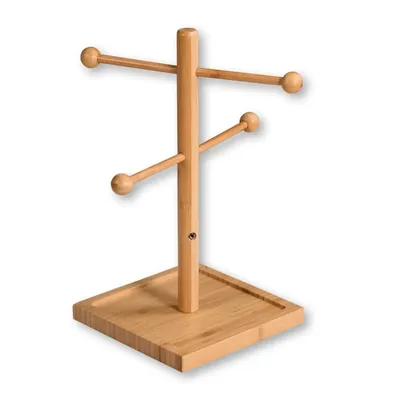 Image de KESPER Présentoir à bretzels à 4 branches - Présentoir à buffet en bambou - hauteur 37 cm - idéal pour les bretzels, pâtisseries & buffets - rustique & décoratif - 58614