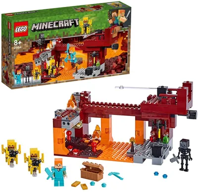 Obrázek produktu pro LEGO 21154 Minecraft Most, stavebnice s minifigurkou Alexe, bělejší kostrou, figurkami Lávy a Lohe, kulisy Minecraft Nether, hračky pro děti