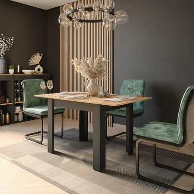 Immagine prodotto di tavolo da pranzo allungabile Vicco Repose Antracite/quercia dorata 100 x 80 cm Estensibile, Model 55776