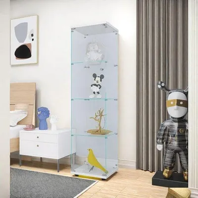 Productafbeelding van Glazen Vitrinekast met 4 Planken en Slot voor Slaapkamer en Woonkamer