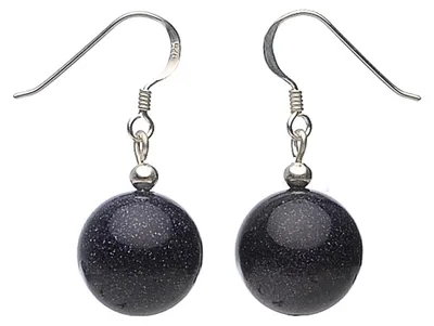 Produktbild von Ohrringe Ohrhänger aus Blaufluss dunkel blau Ohrschmuck Damen Ø 14mm