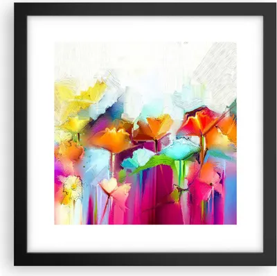Produktbild von Gerahmtes Poster - Schwarzer Rahmen - Blumen Wiese Sommer - 30x30 cm - Wand Bild - Wanddeko - Wandbilder - Kunstposter - Wandposter - Bilderrahmen - Bilder - Kunstdruck - Wandbild - P2BAC30x30-4095