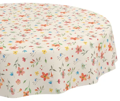 Produktbild von Tischdecke 100x100cm Rund Bunt Valencia Stoff Premium Streublumen wasserabweisend pflegeleicht Schnittkante