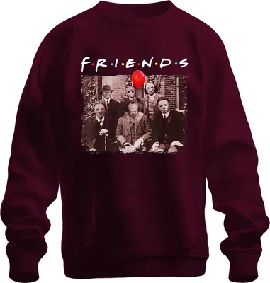 Obrázok produktu pre FRIENDS Horor Halloween Slasher Masken Pennywise Jason Freddy Uni mikina, bordová, M