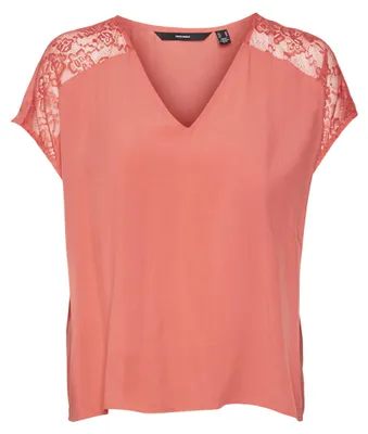 Produktbild von VERO MODA Vmrusk Lace V-Neck Ss Top WVN Ga