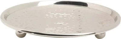 Produktbild von Kerzenteller Ø12cm Innen Messing Vernickelt Glänzend Kerzenuntersetzer mit Füßen