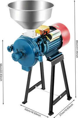 Zdjęcie produktu dla Elektryczny młyn do zboża – młyn do ziarna 2200 W – stal nierdzewna – młyn do zboża – z lejem zasypowym – niebieski