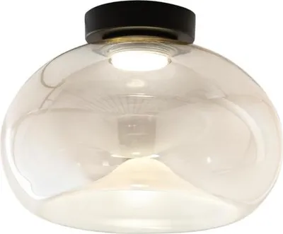 Produktbild von Brena - Runde Deckenleuchte mit integrierter LED Fabas Luce - 19W dimmbare LED-Wandleuchte - Cognac konkav