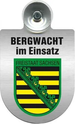 Produktbild von Einsatzschild mit Saugnapf - Bergwacht im Einsatz - incl. Regionenwappen nach Wahl 393807 Color - Region Freistaat Sachsen