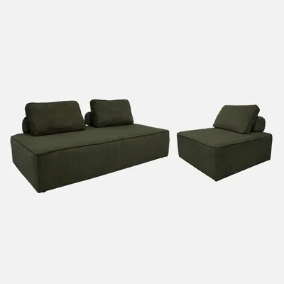 Produktbild von sweeek - Sessel und 2-Sitzer Sofa mit Cordbezug - Dunkelgrün