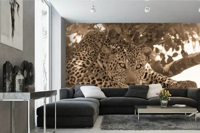 Produktbild von Vlies Fototapete SEPIA-LEOPARDENPORTRÄT 375 x 250 cm (inkl. Kleister) - Vlies Tapete, Wandtapete, Wandbilder - Tapete für Wohnzimmer Schlafzimmer, Büro, Küche - Montagefertig