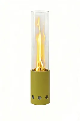 Obrázek produktu pro Stolní krb na dřevěné pelety Green Flame, olivově zelený – Ø 18 cm. V 50,15 cm.
