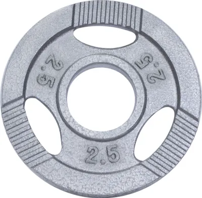 Produktbild von GORILLA SPORTS® Olympia Hantelscheiben - 2,5kg Gewichte, 50mm Bohrung, Tri-Grip, aus Gusseisen, Silber - Gewichtsscheiben, Olympiascheiben