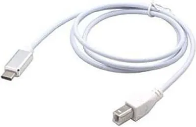 Produktbild von System-S USB 3.1 Typ C Kabel auf USB Typ B Winkelstecker 100 cm in Weiß