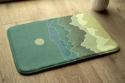Produktbild von Badteppich Saugfähige - Badezimmer Teppich - Rutschfester Badvorleger Badematte - 90x60 cm - Berge Abstraktion