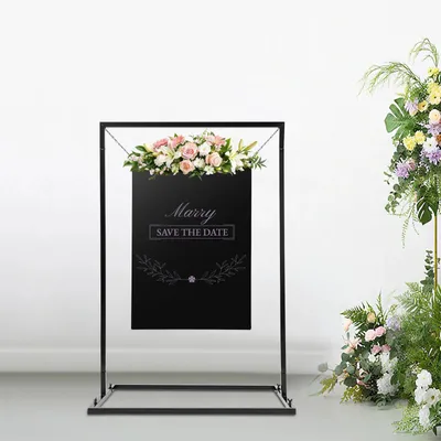 Immagine prodotto di Espositore per cartelli matrimoniali - Espositore indipendente in ferro - 75×50×110 cm - Per cartelli 50×70 cm - Portatile, moderno - Nero