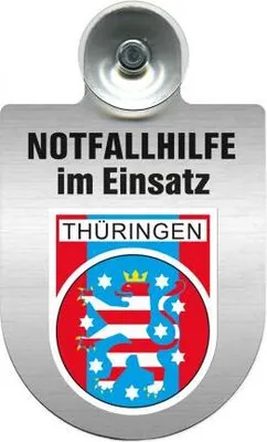 Produktbild von Einsatzschild mit Saugnapf - Notfallhilfe im Einsatz - incl. Regionenwappen 393828 Color - Region Thüringen