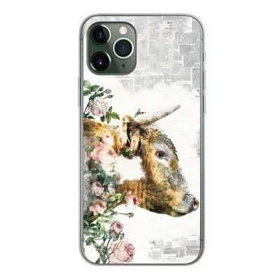 Produktbild von MuchoWow® Handyhülle Schutzhülle Hülle für iPhone 11 Pro Schottischer Highlander - Farbe - Blumen Silikon Softcase Handy Hülle - Handy