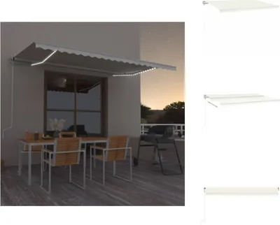Zdjęcie produktu dla vidaXL Markiza automatyczna z diodami LED i czujnikiem wiatru 500x350 cm kremowa - Markizy