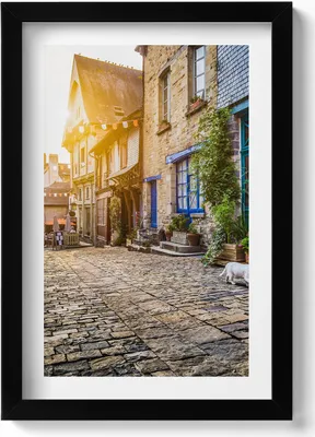 Produktbild von Straße in der Altstadt– Wandbild mit Rahmen – Gerahmtes Bild  – Wanddekoration – 20x30 cm – Schwarz