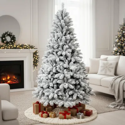 Produktbild von Künstlicher Weihnachtsbaum mit Schnee Tannenbaum 180 cm 644 Zweige mit Metall Ständer und Aufbewahrungstasche