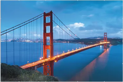 Produktbild von Wallario Wandbild Golden Gate Bridge in San Francisco  USA, Größe: 61 x 91,5 cm, Poster mit rahmenlosen Bildhalter