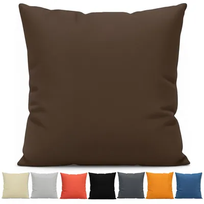 Produktbild von Textom Kissenbezug 40x40 cm 100% Baumwolle Dekokissen Bezug mit Reißverschluss schokoladenbraun