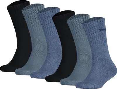 Produktbild von PUMA Kinder Socken, 6er Pack - Sport Junior, Frottee-Sohle, Rippbündchen, Logo Denim 35-38