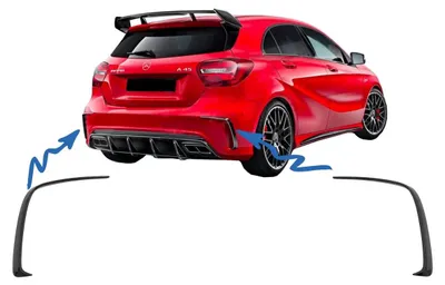 Zdjęcie produktu dla Elementy osłony przedniego zderzaka imitujące wygląd modelu A45, pasujące do samochodu Mercedes A-Klasse W176, rocznik 2012-2018.