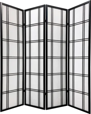 Obrázek produktu pro Jemný japonský skládací paraván Shoji B180xH180cm rozdělovač místností černý - Isumi