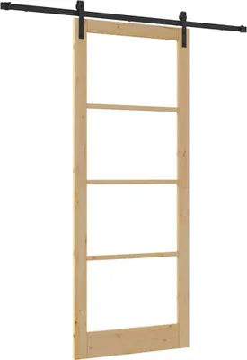 Image de Porte coulissante vidaXL ORKDAL, finition naturelle et noire, 93 x 232 cm
