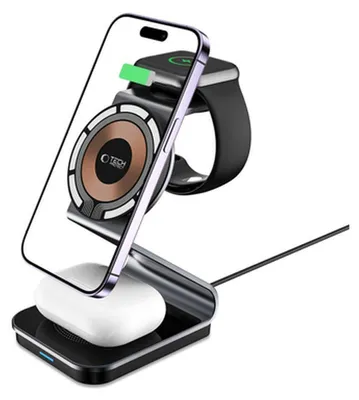 Zdjęcie produktu dla Tech-Protect Qi15W-A29 3In1 Magnetic Magsafe Wireless Charger Black