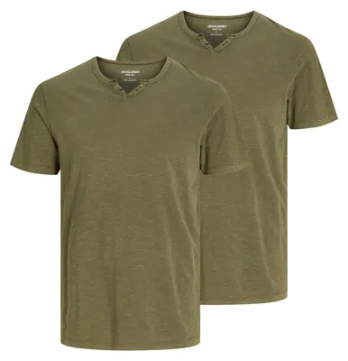 Produktbild von 2er Pack JACK & JONES Herren T-Shirts JJESPLIT Neck Tee SS