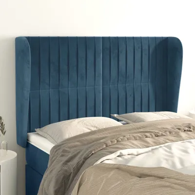 Produktbild von Möbel Kopfteil mit Ohren Dunkelblau 147x23x118/128 cm Samt - Kopfteile 3118246