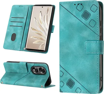Produktbild von Hülle für Honor 70 Prägung Flip Leder Brieftasche Schutzhülle mit Ständer Grün