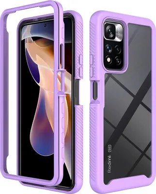 Produktbild von Redmi Note 11 Pro+ 5G Hülle, Hybrid Transparente Rückseite Robust TPU Bumper Rutschfest Stoßfest Ganzkörper Schutzhülle für Xiaomi Redmi Note 11 Pro+ 5G Lila
