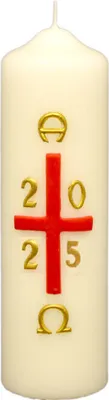 Produktbild von Osterkerze rotes Kreuz mit A und O, Jahreszahl 170 x Ø 50 mm