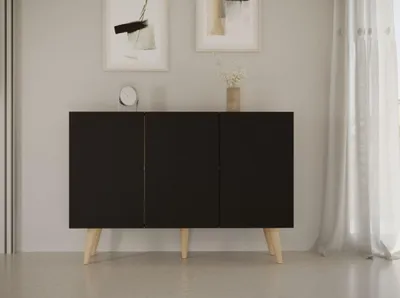 Zdjęcie produktu dla Elegancka Komoda Czarna, Skandynawski Styl - Nowoczesny Design