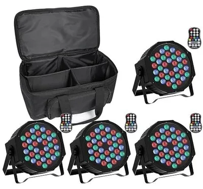 Zdjęcie produktu dla Oświetlenie sceniczne LED rgb 36 diod akumulatorowe zestaw 4 szt
